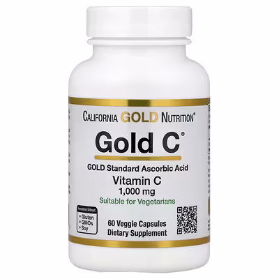 California Gold Nutrition, Gold C®, USP Grade Vitamin C, 1,000 mg, 60 Veggie Capsules